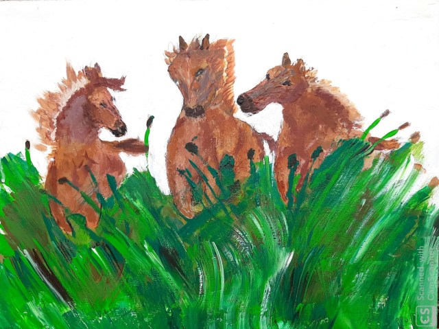 Sorpresa en el pastizal a color