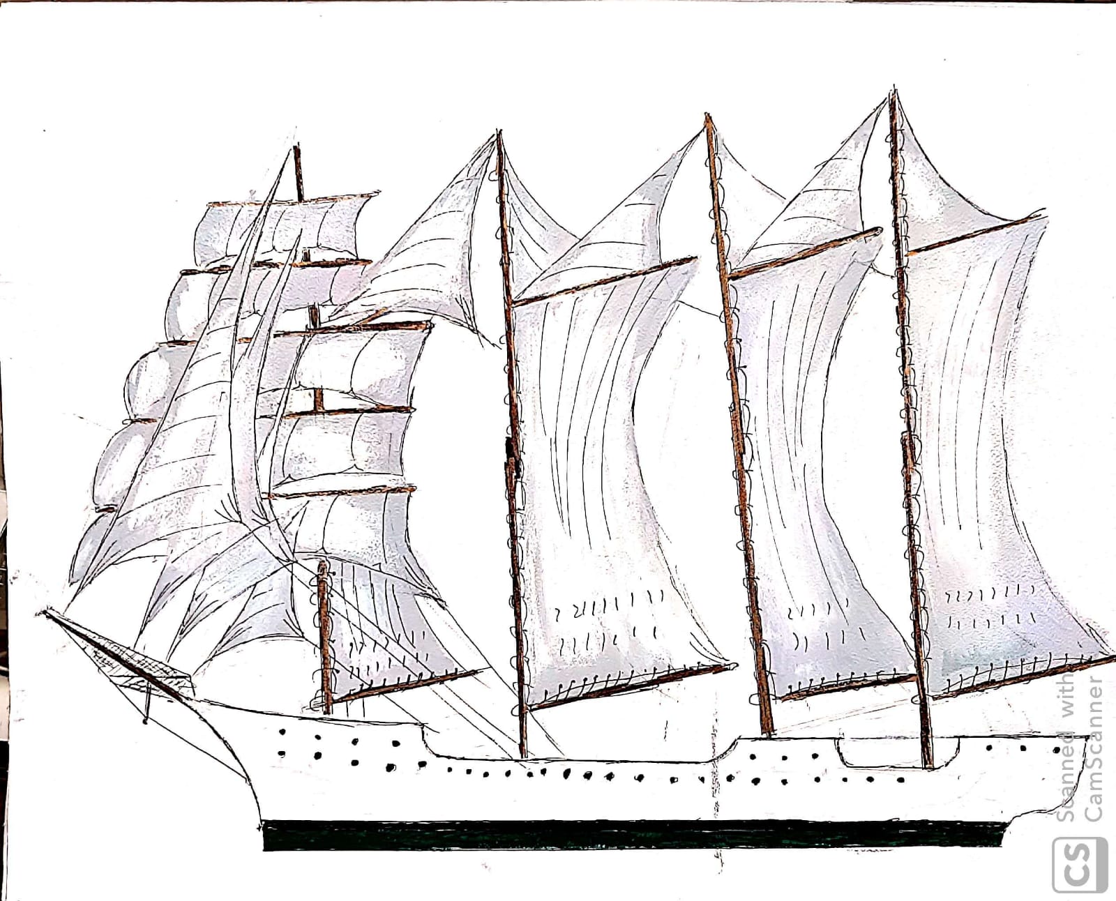 bergantín Goleta de cuatro palos y 19 velas